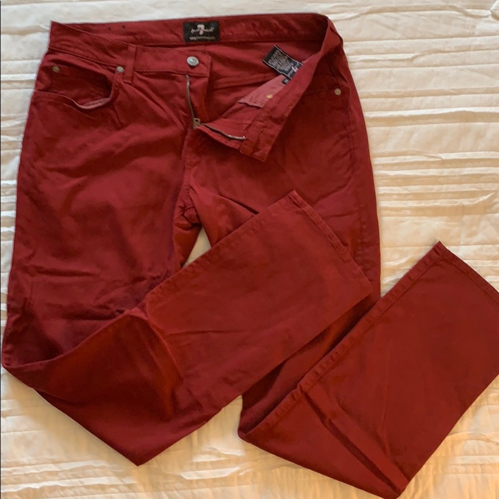 7 for all mankind, red jeans, luxe performance